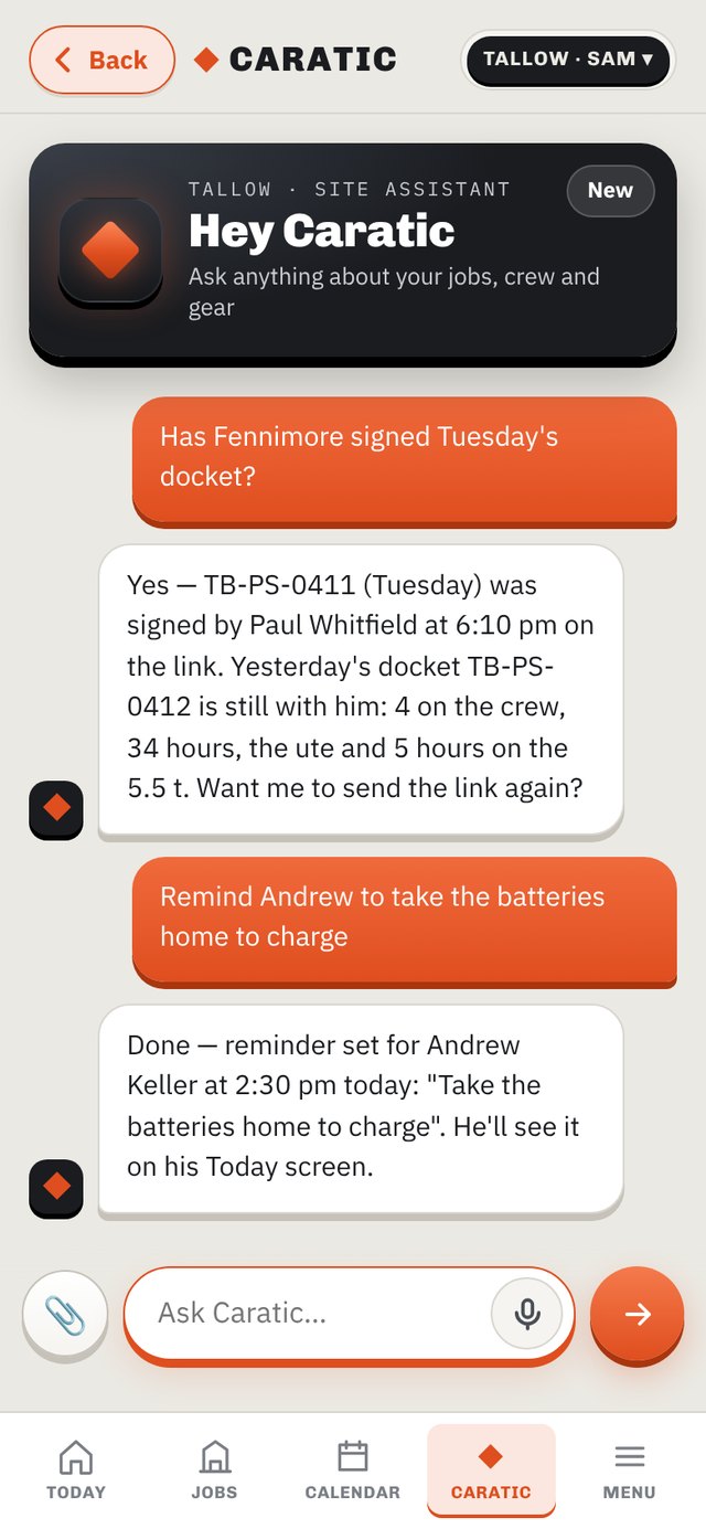 Hey Caratic chat answering whether a docket was signed