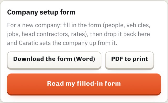 Company setup form card — Download the form (Word), PDF to print, Read my filled-in form